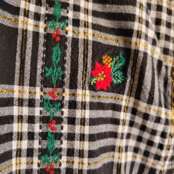 Vintage Black & White Scotch Plaid Button Down, Medium - Picture 4 of 9